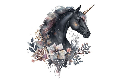 Watercolor Night Unicorn Clipart Bundle Sublimation Regulrcrative 