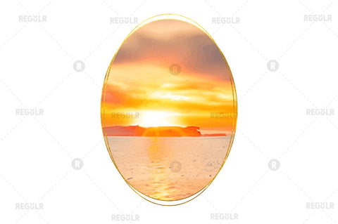 watercolor Ocean Water & Sunset Sky Sublimation Oval Background Bundle Sublimation Regulrcrative 
