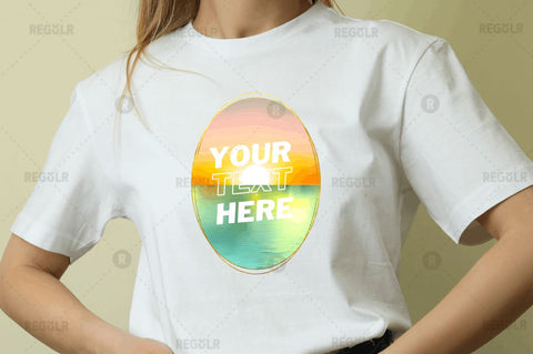 watercolor Ocean Water & Sunset Sky Sublimation Oval Background Bundle Sublimation Regulrcrative 