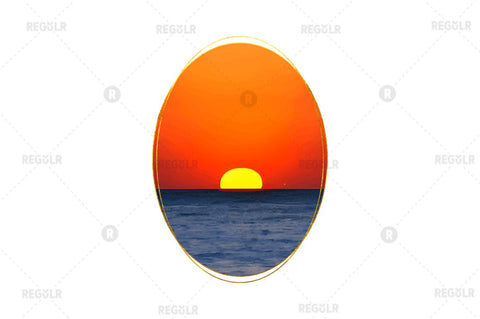 watercolor Ocean Water & Sunset Sky Sublimation Oval Background Bundle Sublimation Regulrcrative 