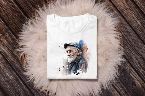 Watercolor Old Man Clipart Bundle Sublimation Regulrcrative 