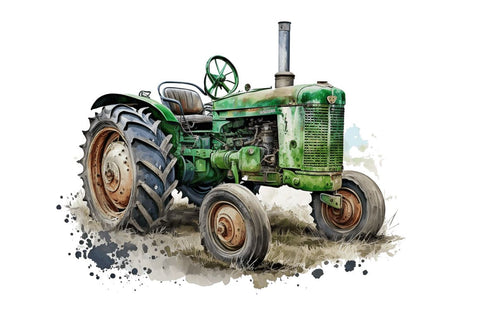 Watercolor Old Tractor Clipart Bundle Sublimation Regulrcrative 