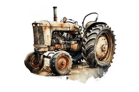 Watercolor Old Tractor Clipart Bundle Sublimation Regulrcrative 