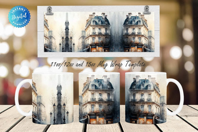 Watercolor Parisian 11, 12 & 15 Oz Mug Sublimation Sublimation Regulrcrative 