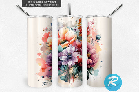 Watercolor Pastel Colorful 20 oz / 30 oz Tumbler PNG Sublimation Regulrcrative 