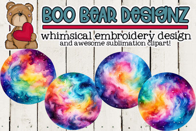Watercolor Pastels Galaxy Circles Sublimation Boo Bear Designz 