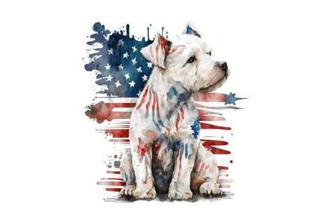 Watercolor Patriotic Dog Bundle Sublimation Regulrcrative 