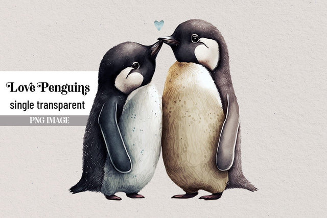 Watercolor Penguins Transparent Clipart PNG Sublimation BijouBay 