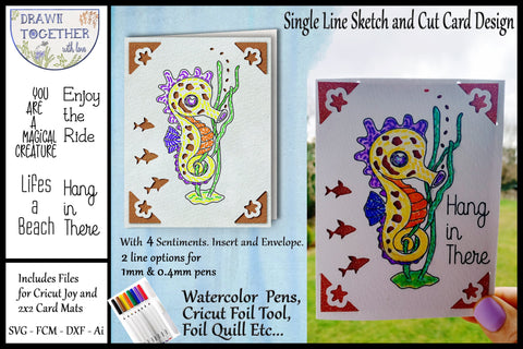Watercolor Pens | Cricut Joy Cards - Seahorse Sketch DESIGN DrawnTogether with love 