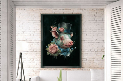 Watercolor Pig Gentlemen Clipart Bundle Sublimation Regulrcrative 