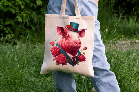 Watercolor Pig Gentlemen Clipart Bundle Sublimation Regulrcrative 