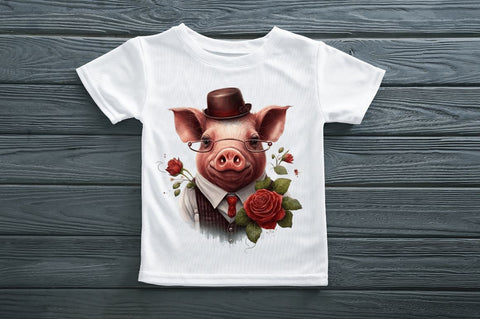 Watercolor Pig Gentlemen Clipart Bundle Sublimation Regulrcrative 