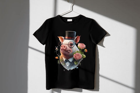 Watercolor Pig Gentlemen Clipart Bundle Sublimation Regulrcrative 