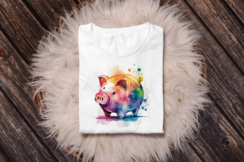 Watercolor Piggy Bank Clipart Bundle Sublimation Regulrcrative 