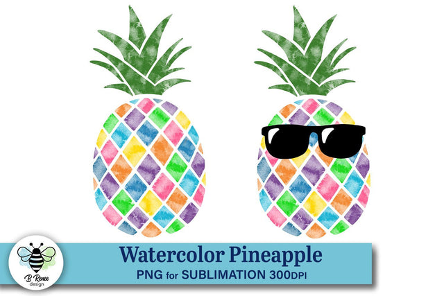 Watercolor Pineapple Sublimation | Summer Pineapple PNG Sublimation B Renee Design 