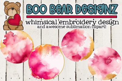 Watercolor Pink and Gold Circles Clipart Sublimation Boo Bear Designz 