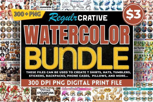 Watercolor PNG Mega Bundle Sublimation Regulrcrative 