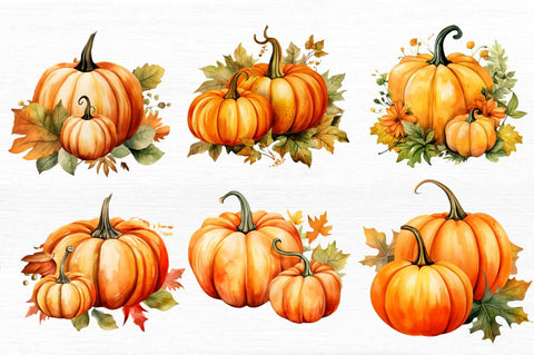 Watercolor Pumpkin Clipart Sublimation Regulrcrative 