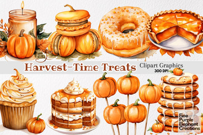 Watercolor Pumpkin Spice Fall Dessert Sublimation Fine Purple Elephant Creations 
