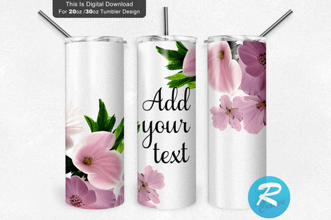 Watercolor Purple Floral 20 oz / 30 oz Tumbler PNG Sublimation Regulrcrative 