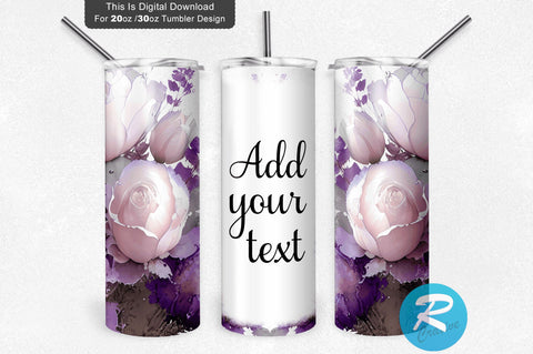 Watercolor Purple flower 20 oz / 30 oz Tumbler PNG Sublimation Regulrcrative 