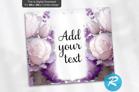 Watercolor Purple flower 20 oz / 30 oz Tumbler PNG Sublimation Regulrcrative 