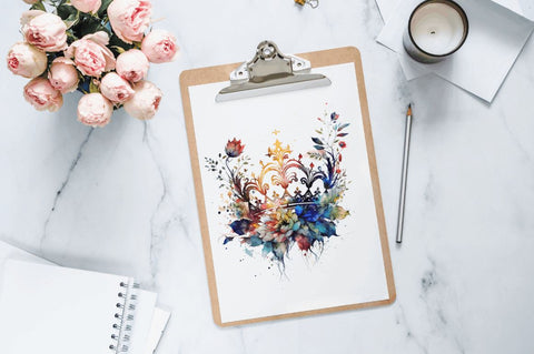 Watercolor Queen Crown Clipart Bundle Sublimation Regulrcrative 