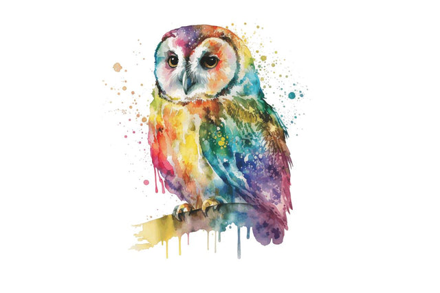 Watercolor Rainbow Owl Bundle Sublimation Regulrcrative 