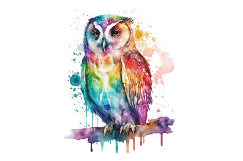 Watercolor Rainbow Owl Bundle Sublimation Regulrcrative 
