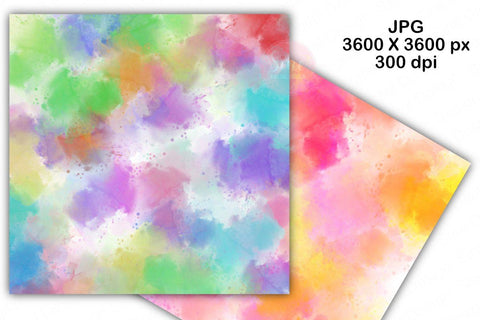 Watercolor Rainbow Splash Digital Papers Background Pack Digital Pattern SineDigitalDesign 