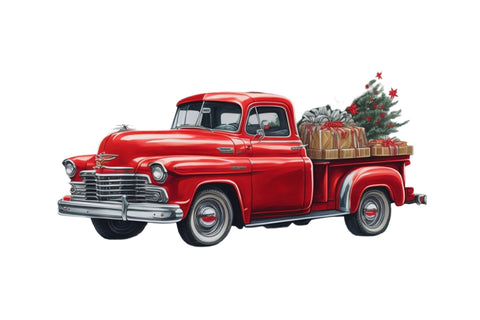 Watercolor Red Christmas Truck Clipart Sublimation Rupkotha 