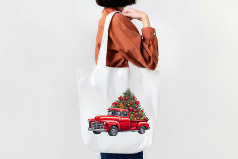 Watercolor Red Christmas Truck Clipart Sublimation Rupkotha 