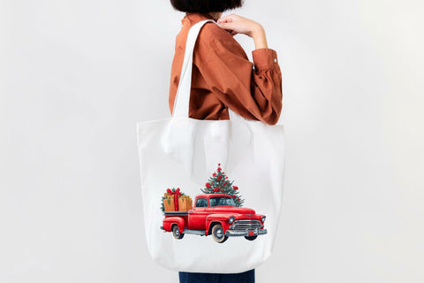 Watercolor Red Christmas Truck Clipart Sublimation Rupkotha 