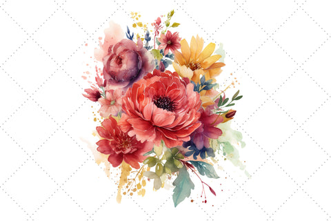 Watercolor Red Floral Bouquet Clipart Bundle, Sublimation, Red Floral Bouquet Sublimation FloridPrintables 