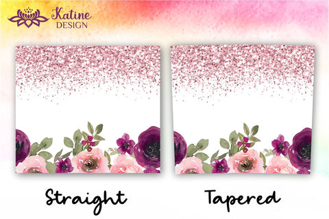 Watercolor Rose and Rose Gold Pink Glitter Tumbler, Flower Tumbler, Floral Tumbler, Watercolor Tumbler, Wrap Design Sublimation Bundle for 20 Oz Skinny Tumbler Straight and Tapered PNG Sublimation KatineDesign 