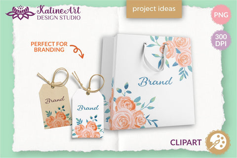 Watercolor Rose clipart floral arrangements and Bouquets Bundle Sublimation KatineArt 