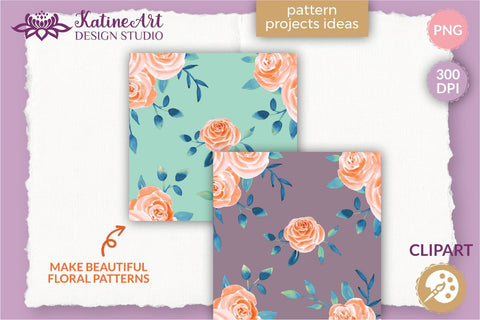 Watercolor Rose clipart floral arrangements and Bouquets Bundle Sublimation KatineArt 