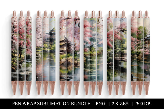 Watercolor Sakura Pen Wrap Sublimation Bundle Sublimation BijouBay 