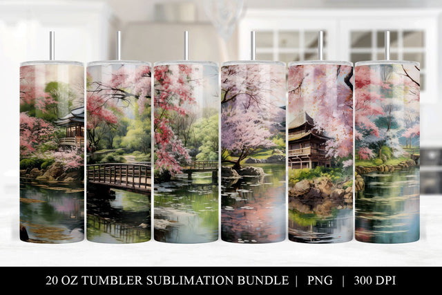 Watercolor Sakura Spring 20 Oz Tumbler Sublimation Bundle Sublimation BijouBay 