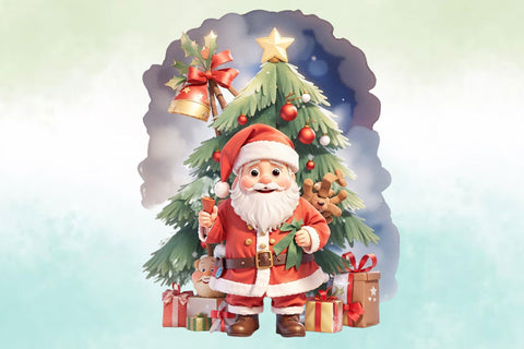 Watercolor Santa Claus Clipart Sublimation Rupkotha 