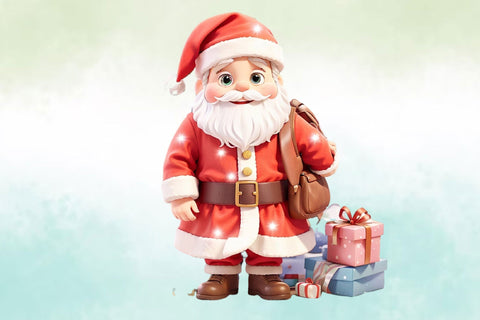 Watercolor Santa Claus Clipart Sublimation Rupkotha 