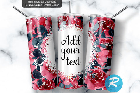 Watercolor Seamless Floral 20 oz / 30 oz Tumbler PNG Sublimation Regulrcrative 