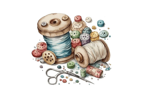 Watercolor Sewing Clipart Bundle Sublimation Regulrcrative 