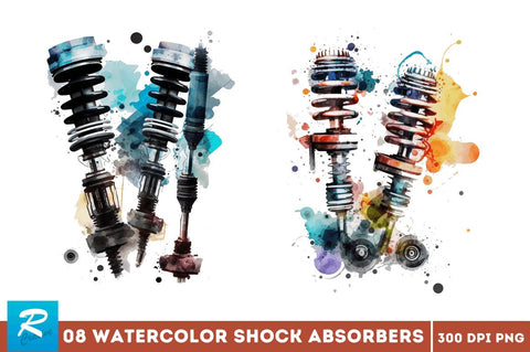 Watercolor Shock Absorbers Clipart Bundle Sublimation Regulrcrative 