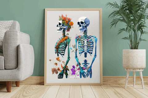 Watercolor Skeleton Couple Clipart Bundle Sublimation Regulrcrative 