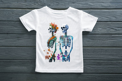 Watercolor Skeleton Couple Clipart Bundle Sublimation Regulrcrative 