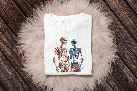 Watercolor Skeleton Couple Clipart Bundle Sublimation Regulrcrative 