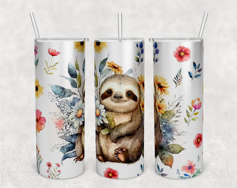 Floral Sloth Tumbler, Sublimation Tumbler – Love In The City Shop