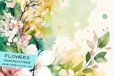Watercolor Spring Floral Background, background with flowers Digital Pattern FloridPrintables 