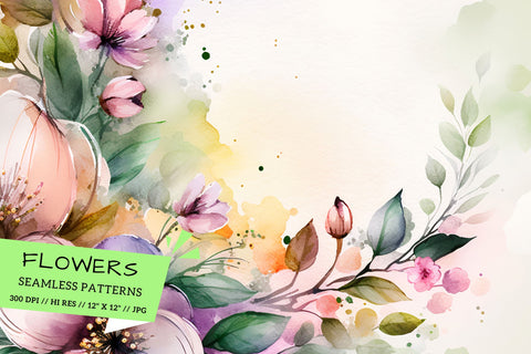 Watercolor Spring Floral Background, floral background with flowers, abstract floral background Digital Pattern FloridPrintables 